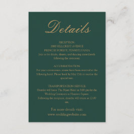Trendig Emerald Grönt Guld minimalialist Bröllop Tilläggskort