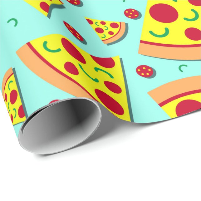 Trendig Emoji Stil Pizza Slice Teenage Party Presentpapper (Rullad Hörn)