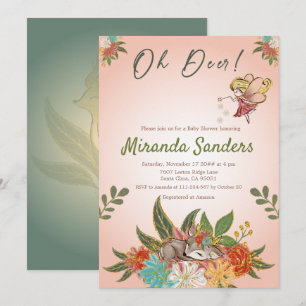 Trendig Enchanted Sweet Hjort Woodland Vild Animal Inbjudningar
