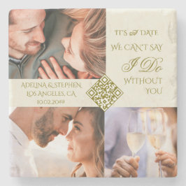 Trendig Enkel Tre Foto QR-KOD Spara Datum Stenunderlägg