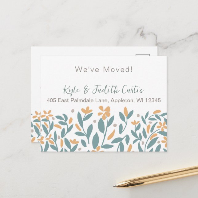 Trendig Enkel Vi Har Flyttat Postkort Meddelande Vykort (Fram/Back In Situ)