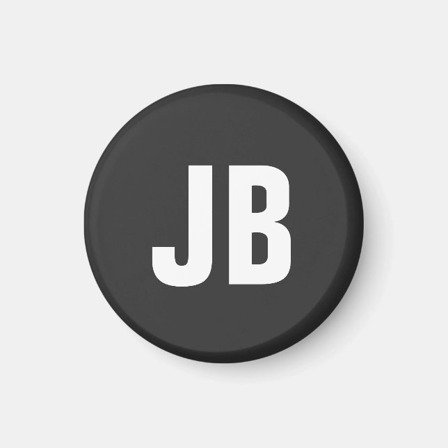 Trendig, enkelt fet, monogram initialer svart magnet (Framsidan)