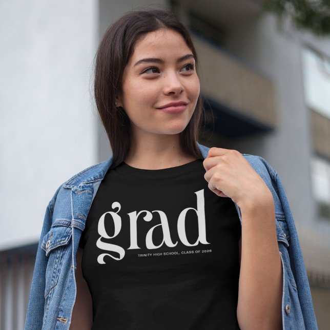 Trendig Enkelt Grad svart och vit Studenten T Shirt (Skapare uppladdad)