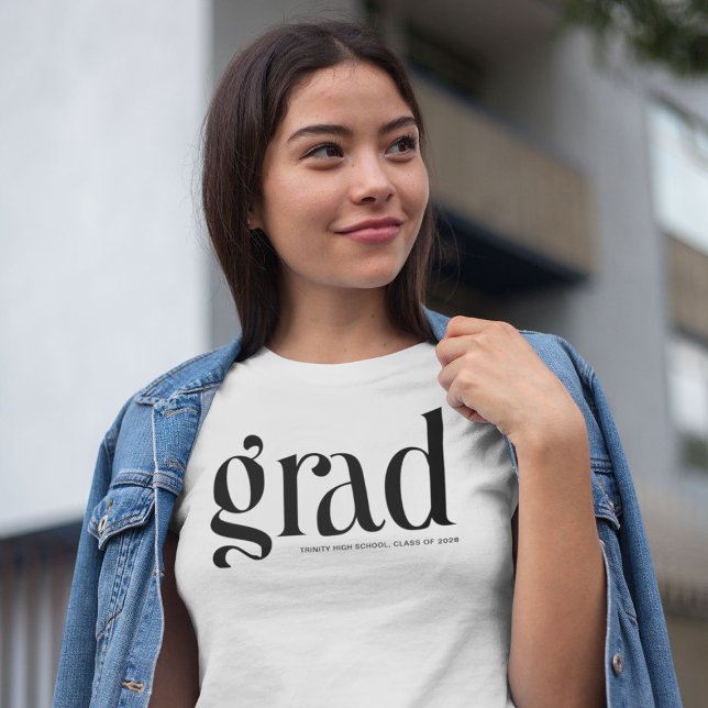 Trendig Enkelt Grad svart och vit Studenten T Shirt (Skapare uppladdad)