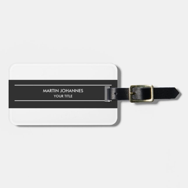 Trendig Enkelt Grått Vitt Bagagebricka (Horisontell Framsida)