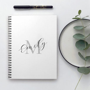 Trendig Enkelt monogram ditt namn och din första Anteckningsbok