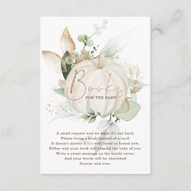 Trendig Eucalyptus Greenery Pumpkin Bokar för Baby Tilläggskort (Framsida)