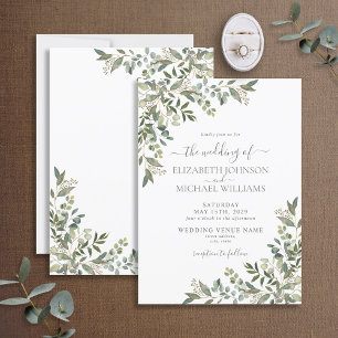 Trendig Eucalyptus Greenery Script Bröllop Inbjudningar