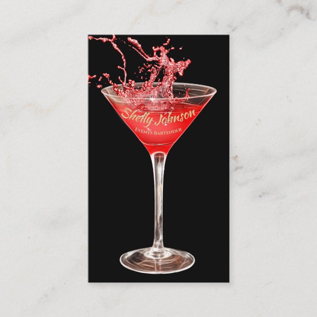 Trendig Events Bartender Edgy Röda Stänk Visitkort (Framsida)