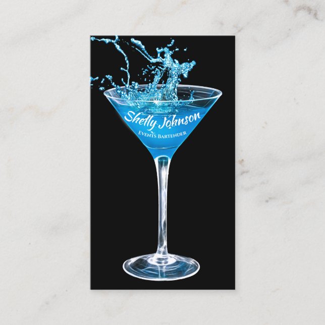 Trendig Events Bartender Exotic Blue Stänk Visitkort (Framsida)