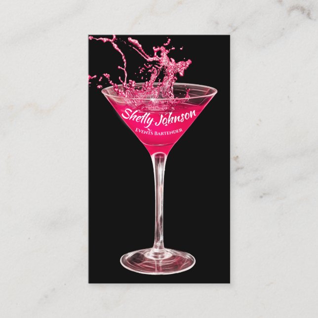 Trendig Events Bartender Neon Shock rosa Stänk Visitkort (Framsida)