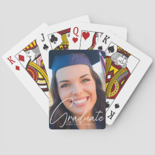 Trendig examenfoto vit script examen casinokort