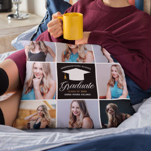 Trendig examensporträtt fotokollage kudde
