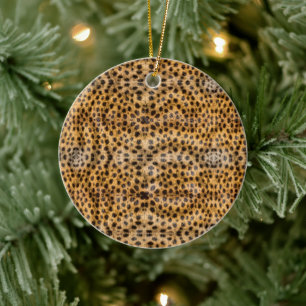 Trendig Exotic Cheetah Päls Mönster Animal Print Julgransprydnad Keramik
