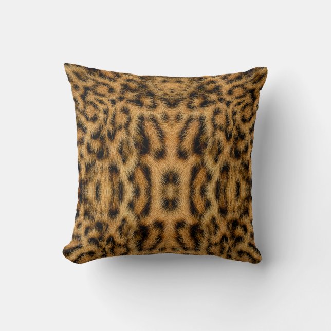 Trendig exotisk leopardpälsmönster Djurtryck Kudde (Framsida)