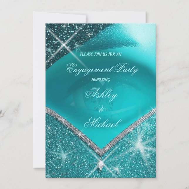 Trendig EyE turkos grön sofistikerad lyx Inbjudningar (Framsida)