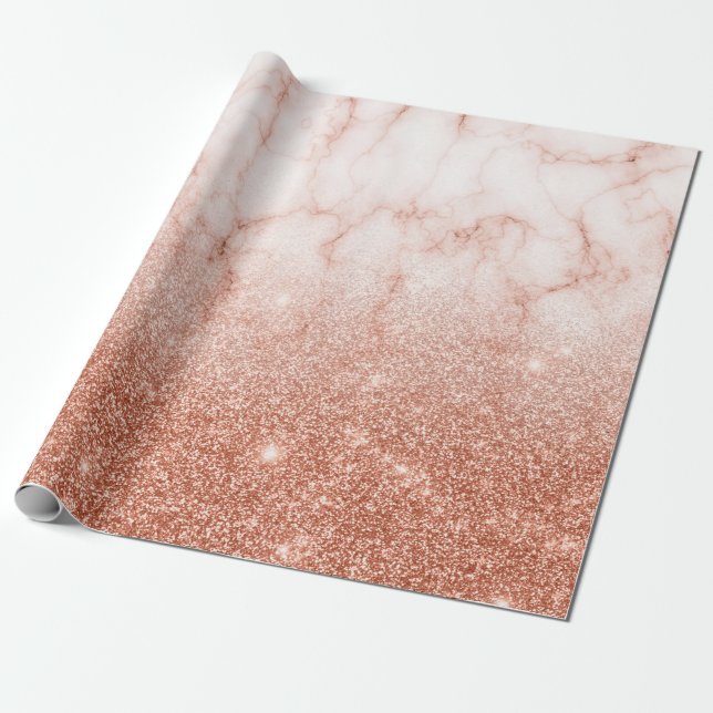 Trendig Fading Ombre Glitter Ro Guld Marble Presentpapper (Utrullad)