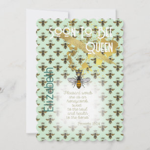 Trendig Faith Sea Green Bee Matris Guld Inbjudningar