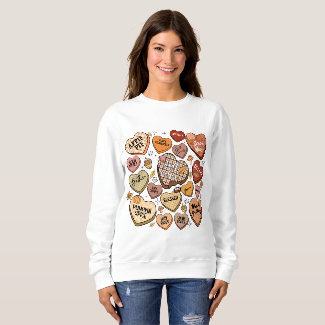 Trendig Fall Candy Hearts T Shirt (Hel framsida)