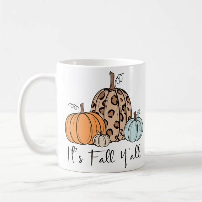 Trendig Fall Pumpkin | "IT's Fall Y'all", citat Kaffemugg (Vänster)