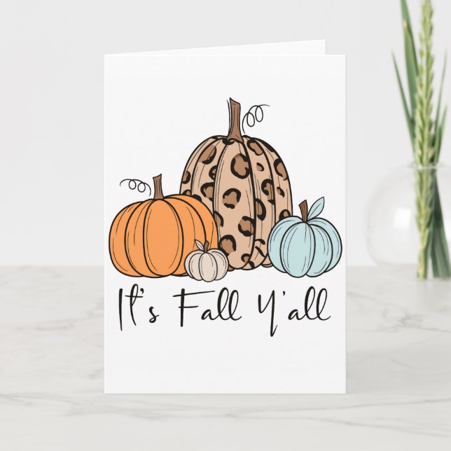 Trendig Fall Pumpkin | "IT's Fall Y'all", citat Kort (Framsida)