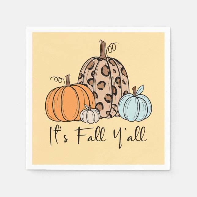Trendig Fall Pumpkin | "IT's Fall Y'all", citat Pappersservett (Framsidan)