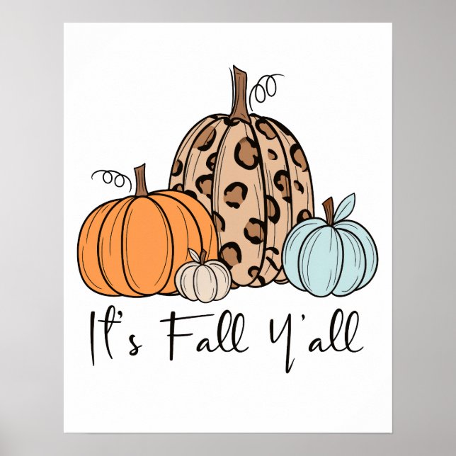 Trendig Fall Pumpkin | "IT's Fall Y'all", citat Poster (Framsidan)
