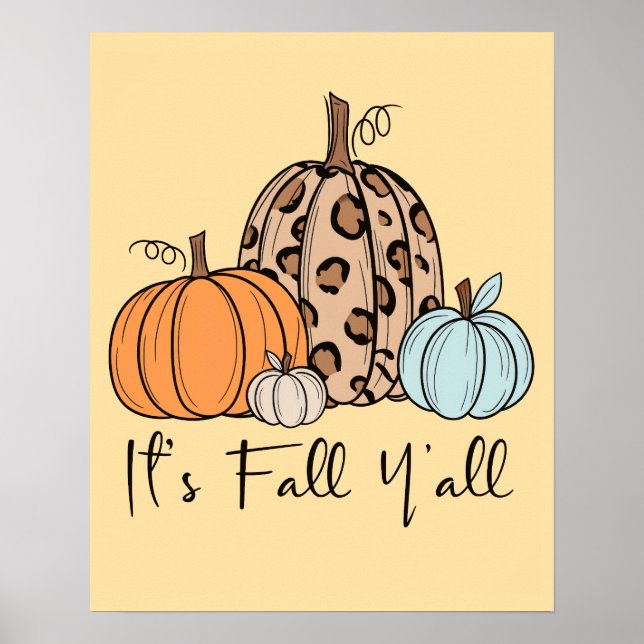Trendig Fall Pumpkin | "IT's Fall Y'all", citat Poster (Framsidan)