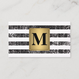 Trendig Falsk Metallisk Guld Monogram Grunge Rände Visitkort