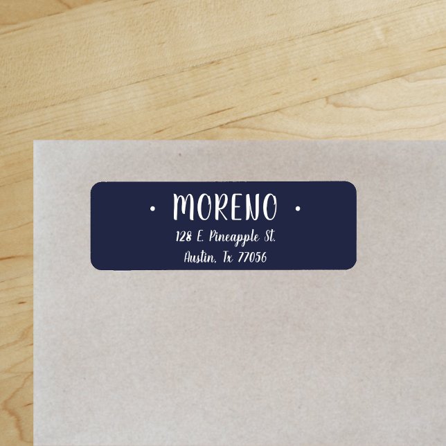 Trendig | Familj | Midnattsblå | RETURADRESS Etikett ("Everyday is abundantly beautiful." 
Sincerely Best Wishes from Lucky Design World)