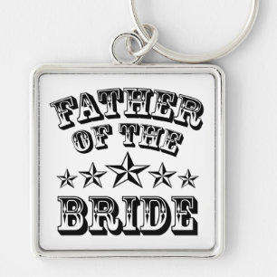 Trendig Far i Bride Keychain Fyrkantig Silverfärgad Nyckelring