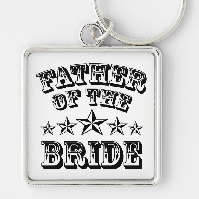 Trendig Far i Bride Keychain Fyrkantig Silverfärgad Nyckelring (Framsidan)