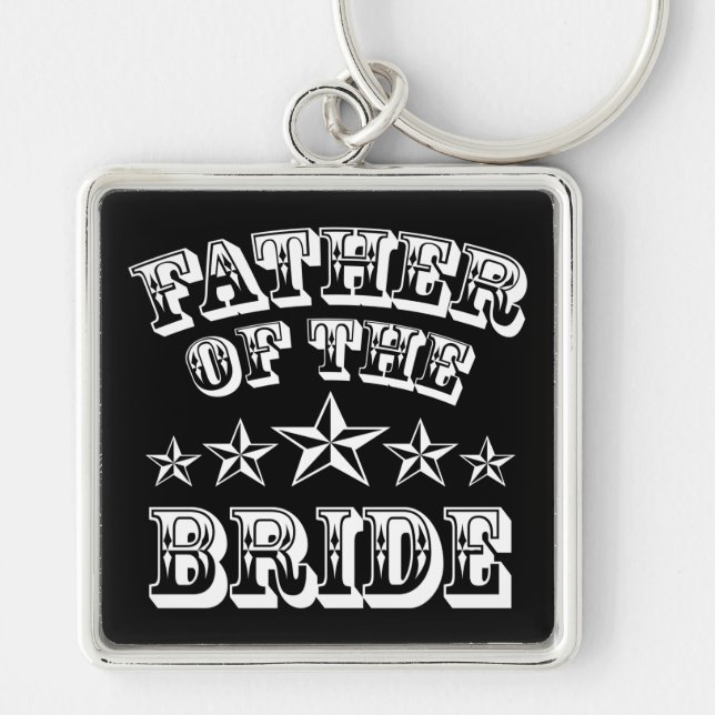 Trendig Far i Bride Keychain Fyrkantig Silverfärgad Nyckelring (Framsidan)