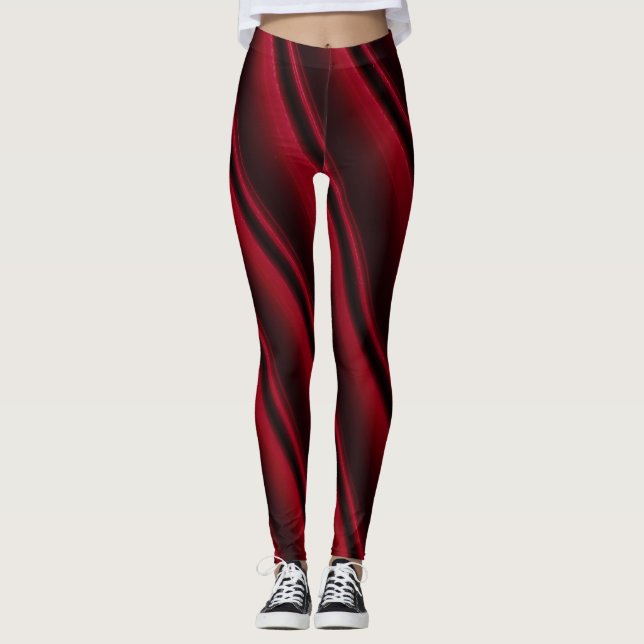 Trendig Färgfläcksfärgad röd och svart färg Swirl  Leggings (Framsida)