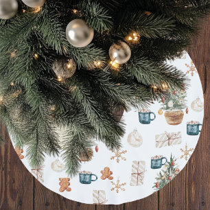 Trendig Färgfull jul Mönster   Vattenfärg Julgransmatta Borstad Polyester