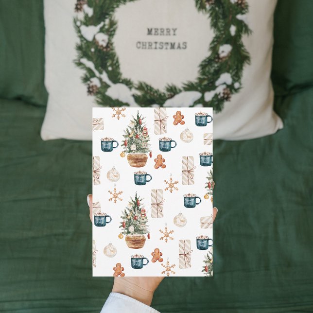 Trendig Färgfull jul Mönster | Vattenfärg Julkort (Skapare uppladdad)