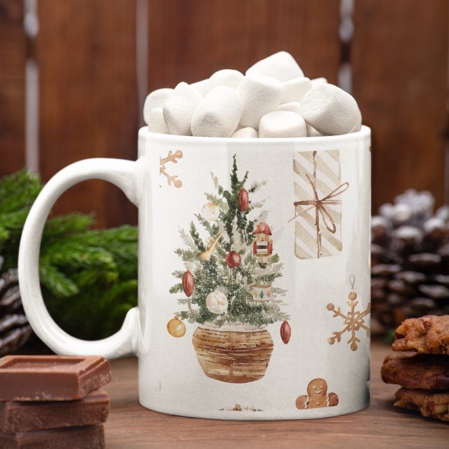Trendig Färgfull jul Mönster | Vattenfärg Kaffemugg (Skapare uppladdad)