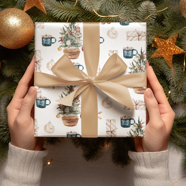 Trendig Färgfull jul Mönster | Vattenfärg Presentpapper (Skapare uppladdad)