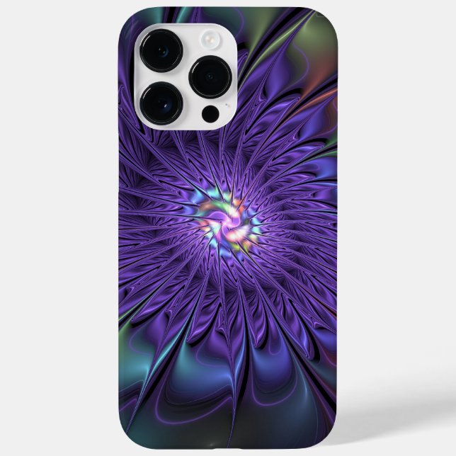 Trendig Färgfull modern Abstrakt Fractal Flower (Baksida)