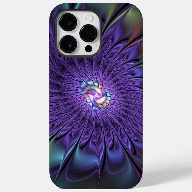 Trendig Färgfull modern Abstrakt Fractal Flower (Baksida)