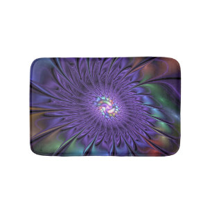 Trendig Färgfull modern Abstrakt Fractal Flower Badrumsmatta
