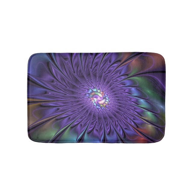 Trendig Färgfull modern Abstrakt Fractal Flower Badrumsmatta (Framsidan)