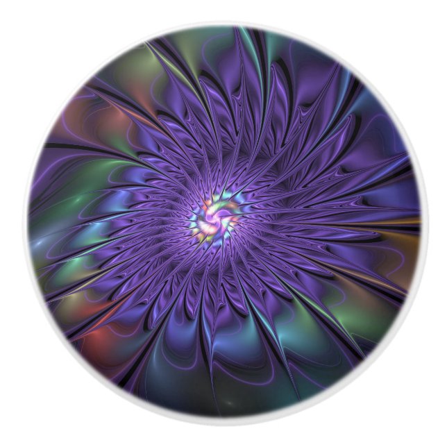 Trendig Färgfull modern Abstrakt Fractal Flower Knopp (Framsidan)