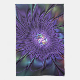 Trendig Färgfull modern Abstrakt Fractal Flower Kökshandduk