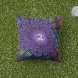 Trendig Färgfull modern Abstrakt Fractal Flower Kudde