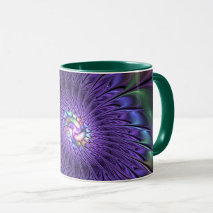 Trendig Färgfull modern Abstrakt Fractal Flower Mugg