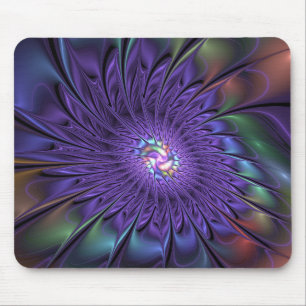 Trendig Färgfull modern Abstrakt Fractal Flower Musmatta