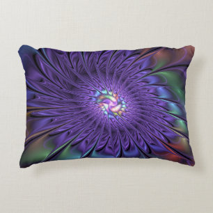 Trendig Färgfull modern Abstrakt Fractal Flower Prydnadskudde