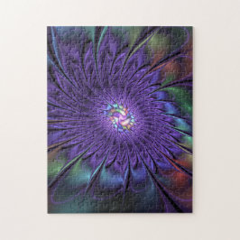 Trendig Färgfull modern Abstrakt Fractal Flower Pussel