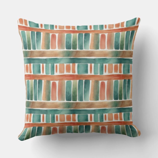 Trendig Färgfull regnbåge Rand vattenfärgstreck Kudde (Baksida)